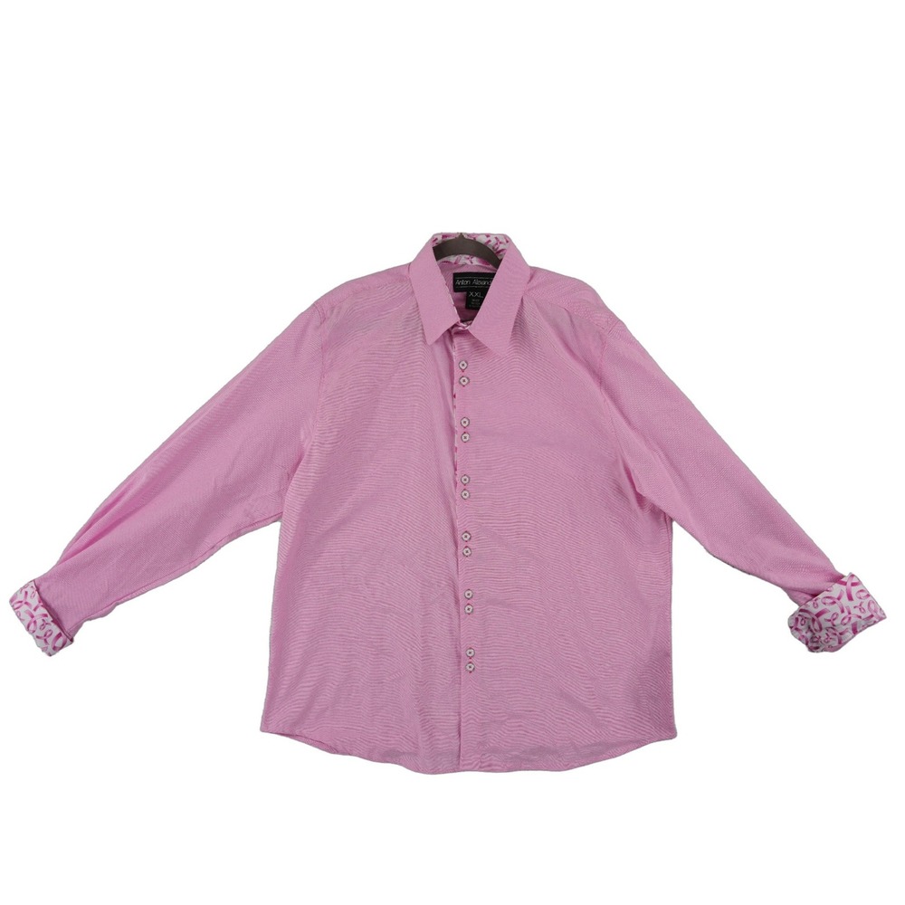 Anton Alexander 100% Cotton Shirt Men's Size XXL Pink Button Up Contrast Cuffs